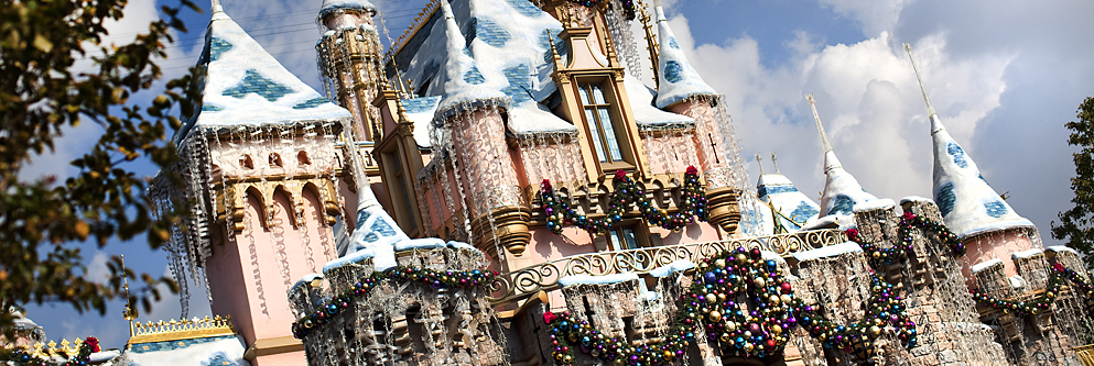 Sleeping Beauty Castle with Christmas decorations